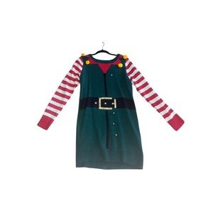 Festive Green & Red Elf Mini Dress – Perfect for Christmas Parties! Size 2